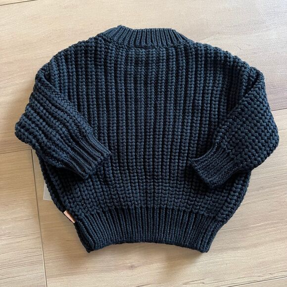 NWT Goumi Kids Shadow Chunky Knit Baby Sweater SZ 6-12mo Black Pullover Organic - Picture 3 of 3